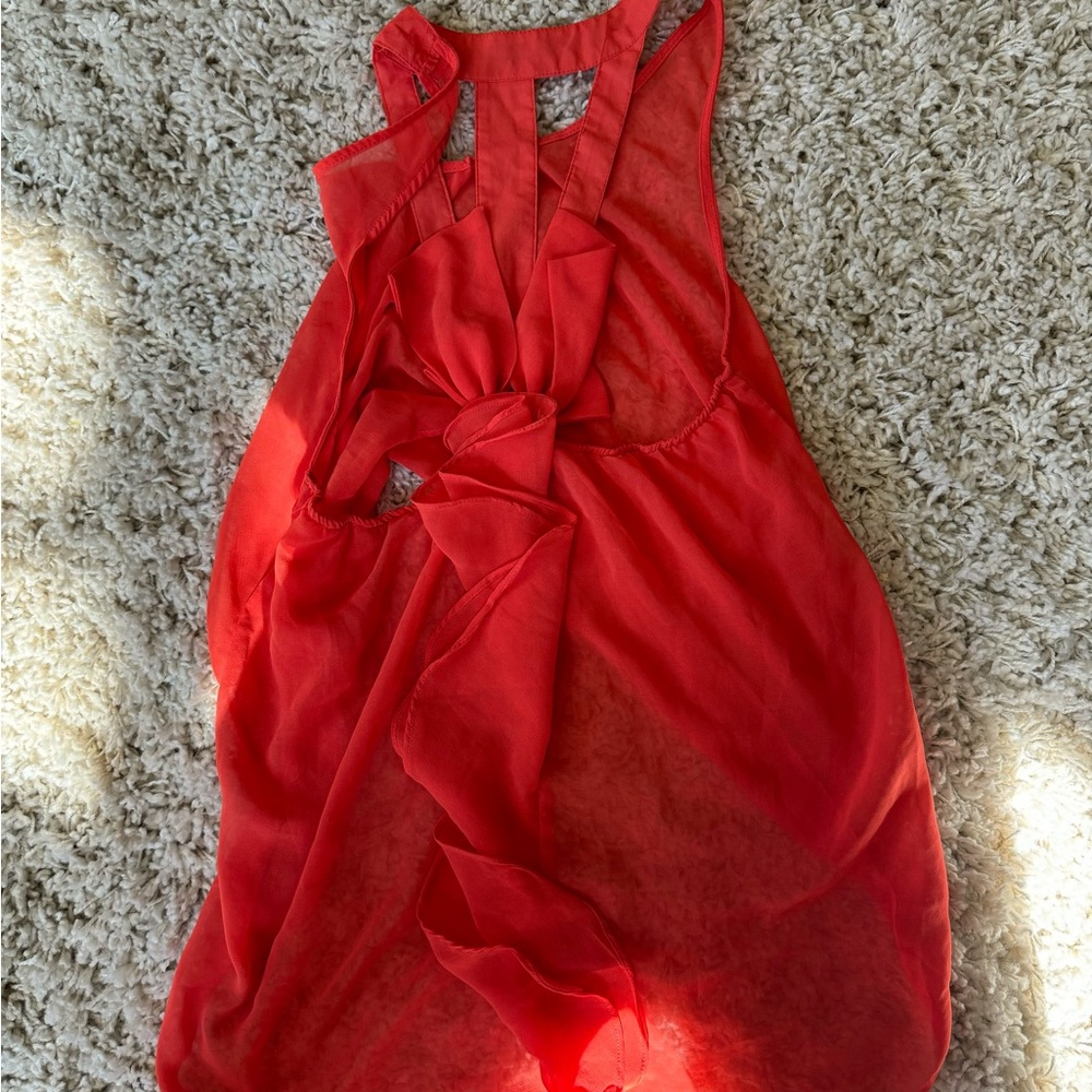 Sans Souci unique vintage flowy red high low summer cold design, tank to… - Picture 4 of 5